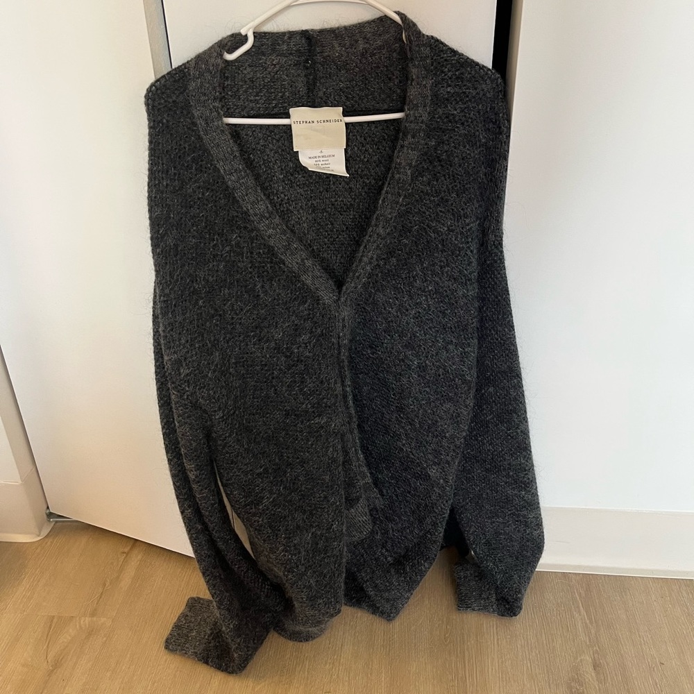 Stephan Schneider Wool Cardigan/Shawl, grey. Large, (size 5)